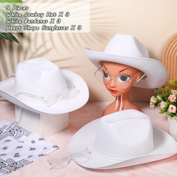 5242 9 Pcs Adult Cowboy Hat With Paisley Bandanas And Heart Shape main image 4